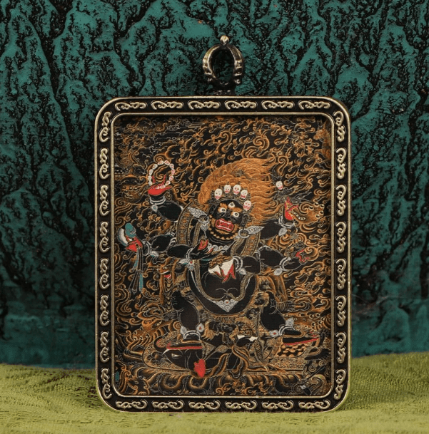 Brass Tibetan Amulet  Thangka Pendant Buddhist
