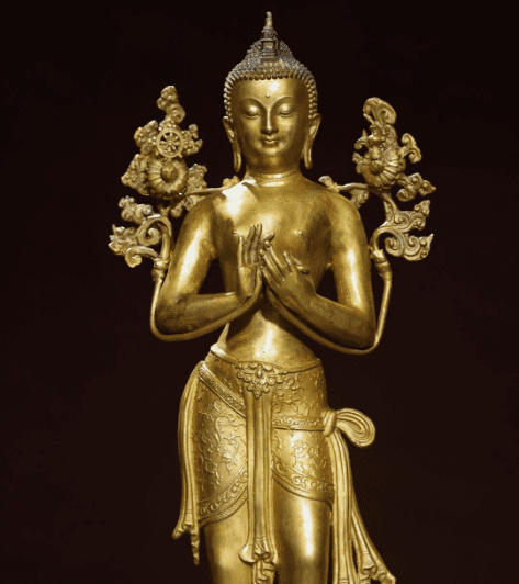 Old Tibet Tibetan Buddhism temple Bronze gilt white tara bodhisattva statue