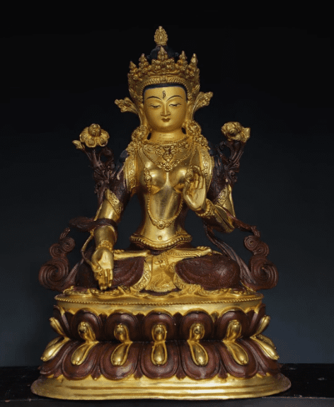 Old Tibet Tibetan Buddhism temple Bronze gilt white tara Bodhisattva statue
