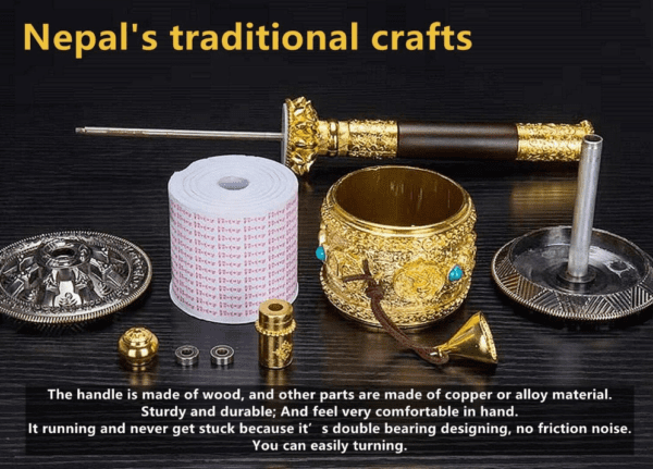 Copper Large Hand Held Prayer Wheel