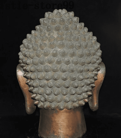 Old Tibet Buddhism Temple Bronze Gilt Shakyamuni Amitabha Buddha Head Statue