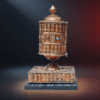8" Large Nepal Tibetan Buddhist Prayer Wheel Wood Stand Brass Dorje Home Décor
