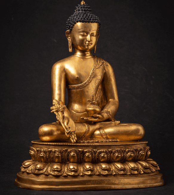 Very high quality bronze Nepali Medicine Buddha