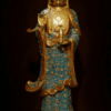 Old Tibet Cloisonne Enamel Bronze Gilt Shakyamuni Kwan-yin God Buddha Statue Set