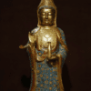 Old Tibet Cloisonne Enamel Bronze Gilt Shakyamuni Kwan-yin God Buddha Statue Set