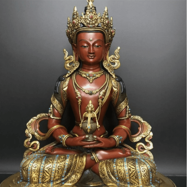 18'' Tibet Amitayus Long Life Buddha Bronze Statue