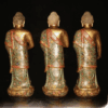 Tibet purple bronze 24k gold gilt cloisonne Sakyamuni triratna buddha statue