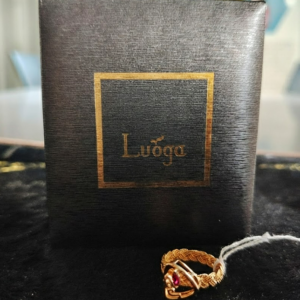 LUOGA "Woven Time" 18K Gold Ring with Natural Ruby | Hand-Carved Series