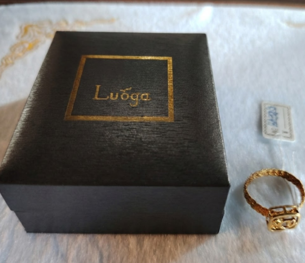 LUOGA "Woven Time" 18K Gold Ring with Natural Ruby | Hand-Carved Series