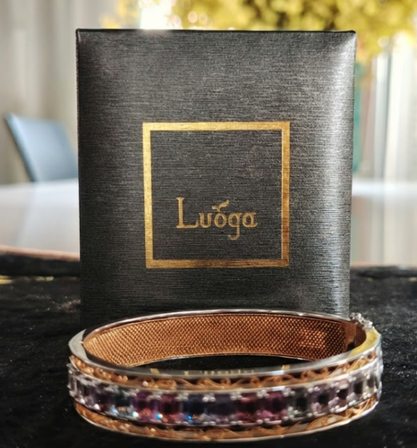 LUOGA "Kailash Dawn" Horizon Bangle | 18K Gold & Multi-Colored Gemstones