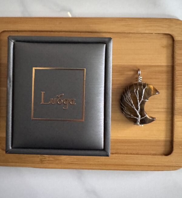 LUOGA Natural Tiger's Eye Crescent Pendant | Crystal Pendant Necklace