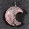 LUOGA Rose Quartz Crescent Pendant | Delicate Wire Wrapped Jewelry