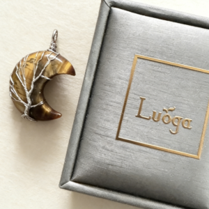 LUOGA Natural Tiger's Eye Crescent Pendant | Crystal Pendant Necklace
