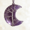 LUOGA Natural Amethyst Moon Tree of Life Pendant Necklace