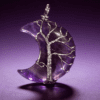 LUOGA Natural Amethyst Moon Tree of Life Pendant Necklace