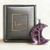 LUOGA Natural Amethyst Moon Tree of Life Pendant Necklace