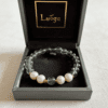LUOGA Natural Green Phantom Quartz & Freshwater Pearl Bracelet (8mm) - Elegant Healing Crystal Bangle for Women