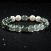 LUOGA Natural Green Phantom Quartz & Freshwater Pearl Bracelet (8mm) - Elegant Healing Crystal Bangle for Women