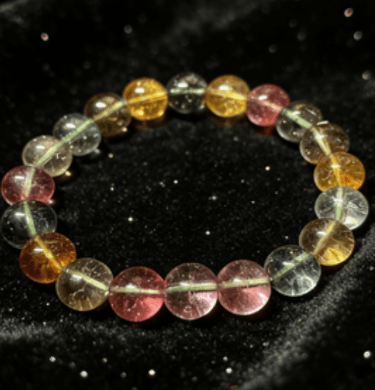 LUOGA Authentic 10mm Natural Tourmaline Crystal Healing Bracelet - Premium Multicolor Gemstone