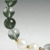 LUOGA Natural Green Phantom Quartz & Freshwater Pearl Bracelet (8mm) - Elegant Healing Crystal Bangle for Women