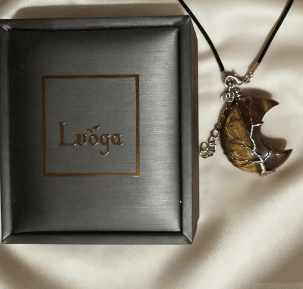 LUOGA Natural Tiger's Eye Crescent Pendant | Crystal Pendant Necklace