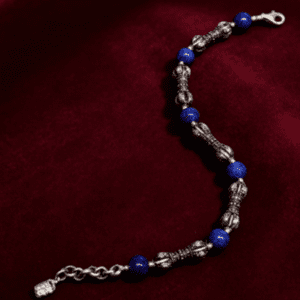 KSANA Tibetan 925 Silver Vajra Dorje Bracelet Lapis Lazuli Handmade Buddhist