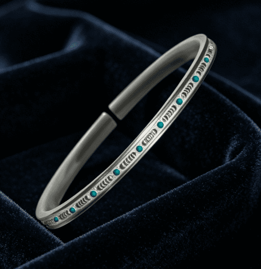 KSANA Tibetan 925 Silver Vajra Dorje Bangle Turquoise Handmade Buddhist