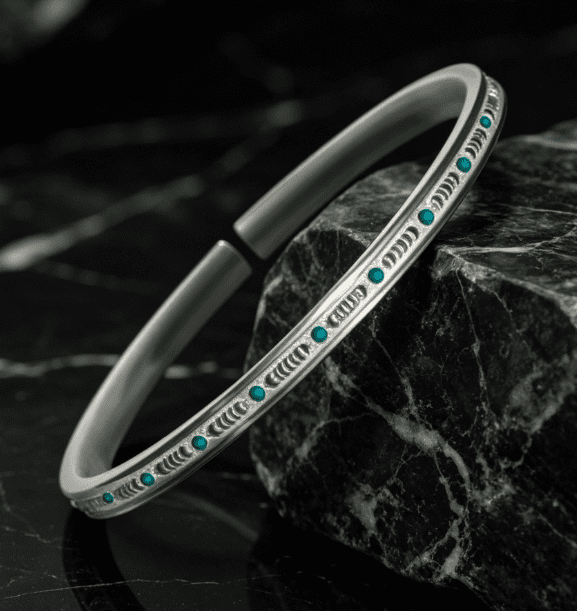 KSANA Tibetan 925 Silver Vajra Dorje Bangle Turquoise Handmade Buddhist