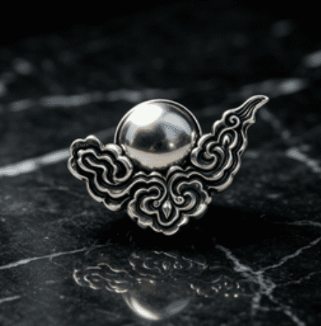 KSANA Tibetan 925 Silver Auspicious Cloud Brooch Pendant Handmade Good Luck Amulet