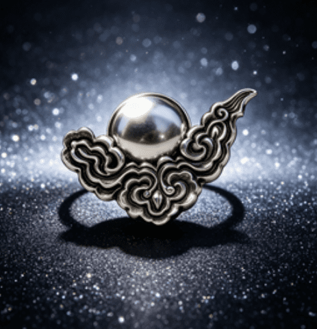 KSANA Tibetan 925 Silver Auspicious Cloud Brooch Pendant Handmade Good Luck Amulet