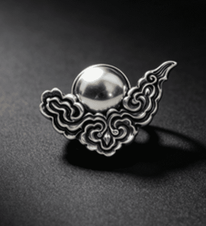 KSANA Tibetan 925 Silver Auspicious Cloud Brooch Pendant Handmade Good Luck Amulet