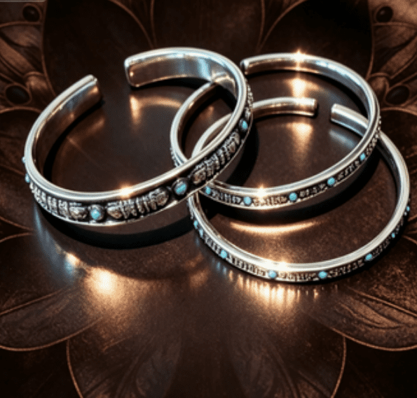 KSANA Tibetan 925 Silver Large Vajra Dorje Bangle Turquoise Handmade Buddhist