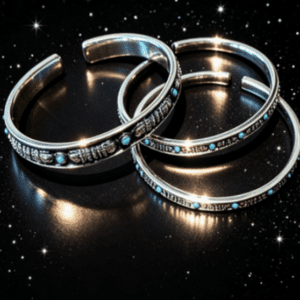 KSANA Tibetan 925 Silver Large Vajra Dorje Bangle Turquoise Handmade Buddhist