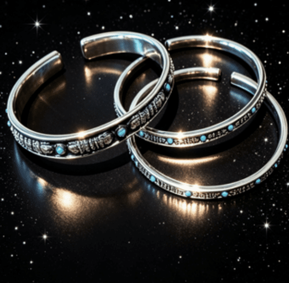 KSANA Tibetan 925 Silver Large Vajra Dorje Bangle Turquoise Handmade Buddhist