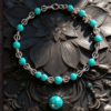 KSANA Tibetan 925 Silver Raw Turquoise Beaded Bracelet Handmade Healing Amulet