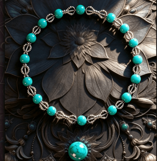 KSANA Tibetan 925 Silver Raw Turquoise Beaded Bracelet Handmade Healing Amulet