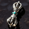 KSANA Tibetan Large 925 Silver Vajra Dorje Pendant Turquoise Handmade Buddhist