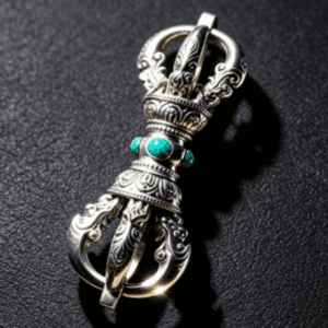 KSANA Tibetan Large 925 Silver Vajra Dorje Pendant Turquoise Handmade Buddhist